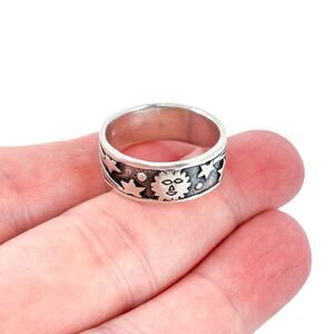 Estate Sterling Silver 925 Celestial Sun Moon Stars Ring Size 10.75
